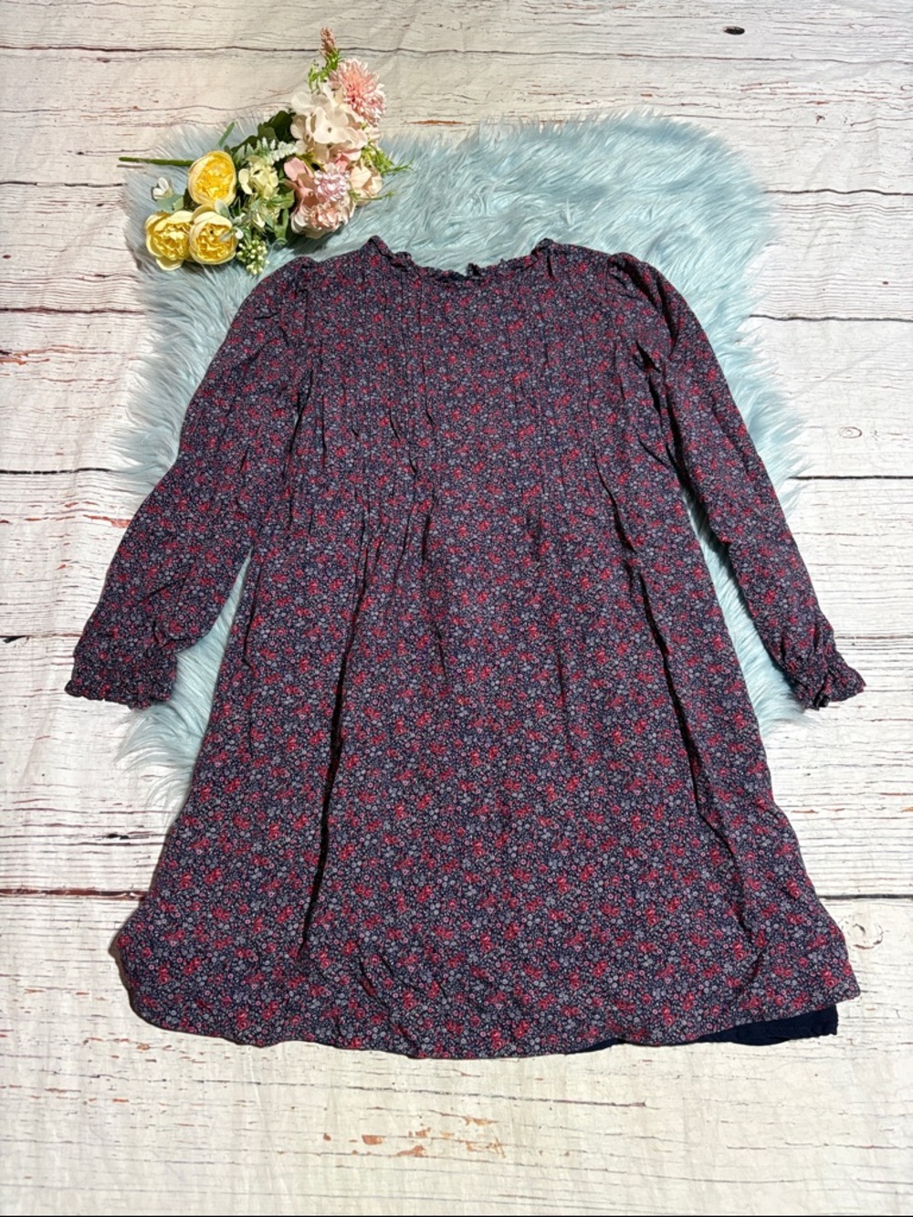 GAP Kids Floral Dress - Purple and Pink Pintuck Dress sz L
